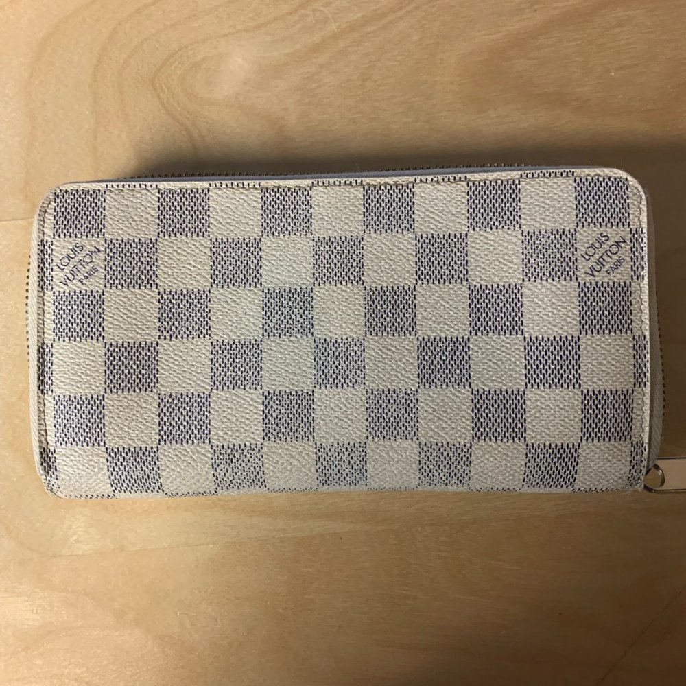 Used Louis Vuitton Zippy Zip Organizer Wallet Damier Azur DA VI2027